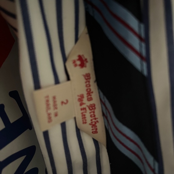 EUC Brooks Brothers red fleece button-down, size 2, blue and white stripes - Picture 7 of 7